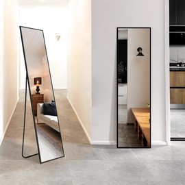 TRAHOME Standing Mirror Full Length Mirror,Large Floor Mirror with Aluminium Frame for Door Bedroom Bathroom Living Room