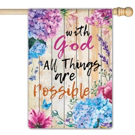 PIPISASA With God All Things are Possible Garden Flag Spring Christian Holiday Large Flag 28 x 40 Inch Outdoor Seasonal Yard Outdoor Flag for Home Party Porch Yard Outdoor Decor