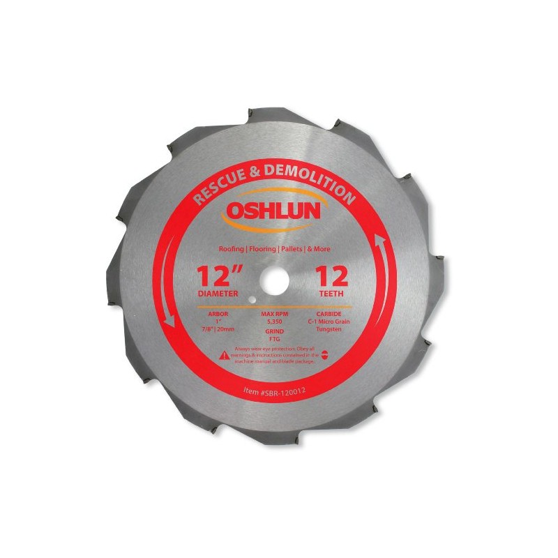 Oshlun SBR-120012 12-Inch 12 Tooth FTG Saw Blade with 1-Inch
