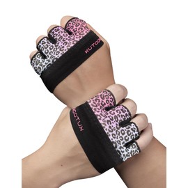 KUTOOK Fitness Gloves Men's Strength Training Gloves Women's Gym Gloves Women Sports Gloves Grip Pad Training Gloves Pink Leopard Pattern S