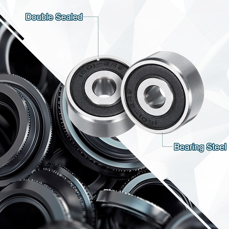 sourcing map 1601-2RS Deep Groove Ball Bearing, 4pcs 5mm x