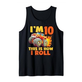 10rd Birthday Kids I'm 10 This is how I roll Monster Truck B Tank Top