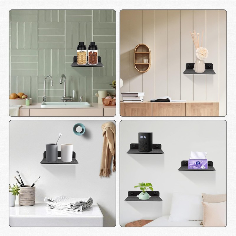 Small Black Metal Wall Shelf, 6.1 x 5.1 in Floating