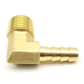 AHFMANG 5PCS Brass Hose Barb Elbow Fitting 5/16" Barb x 3/8" NPT Male 90 Degree Elbow Adapter