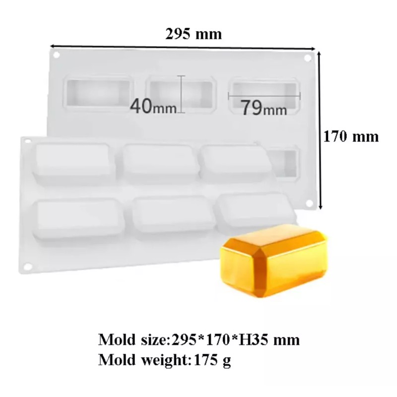 Molde Rectangular Silicon Para Hacer Velas, Jabones, Pastele