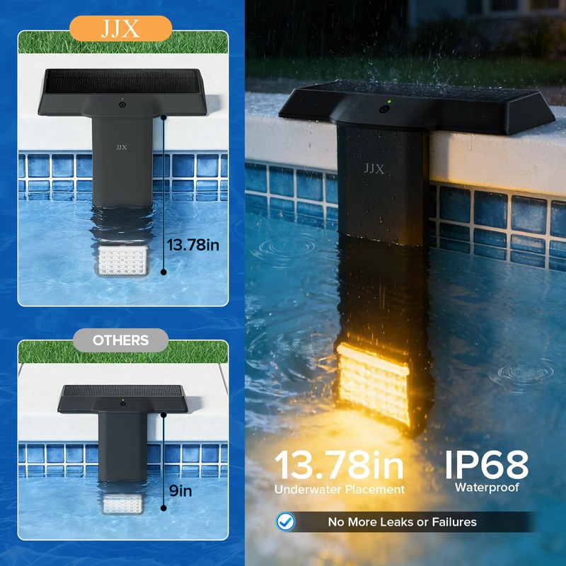 JJX Solar & USB Rechargeable LED Pool Lights for Inground