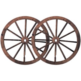 MAGICLULU 2pcs Wall Art Farmhouse Wagon Wheels Vintage Western Style Wooden Wagon Wheel Decor for Farmhouse Bar Garage