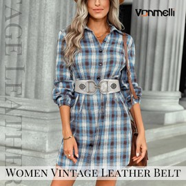 VONMELLI Vintage Women Stretchy Wide Belt Chunky Buckle Elastic Wide Waist Belts for Dresses Coats Silver Fit Waist Size 41"-47"