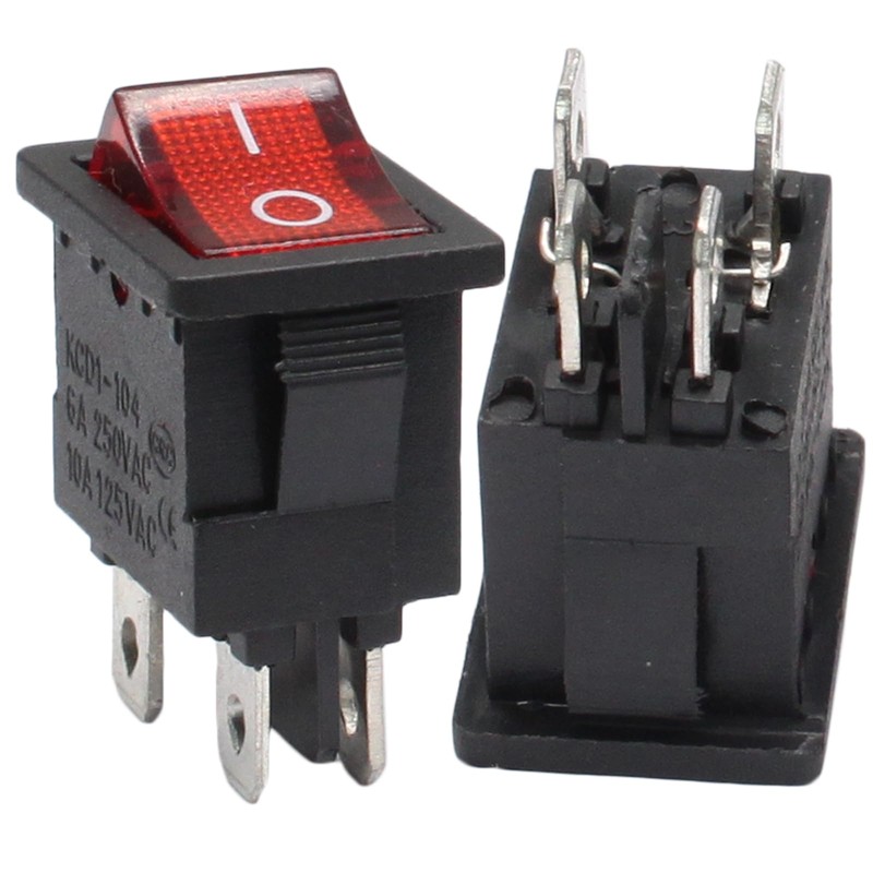 ISDVBUY 5 Pack Mini Rocker Switch, On-Off Power Switch Red