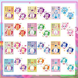 24 Sheets Make Your Own Unicorn Stickers for Kids, Party Favors, Birthday Gifts, Classroom Rewards, Crafts for Boys and Girls