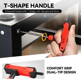 Auto Dynasty 8 pcs Allen Wrench Set Allen Key Set T-Handle Hex Key Tools Set Portable for Home Household Office Warehouse With Carrying Case, 5/32"-3/8", Red