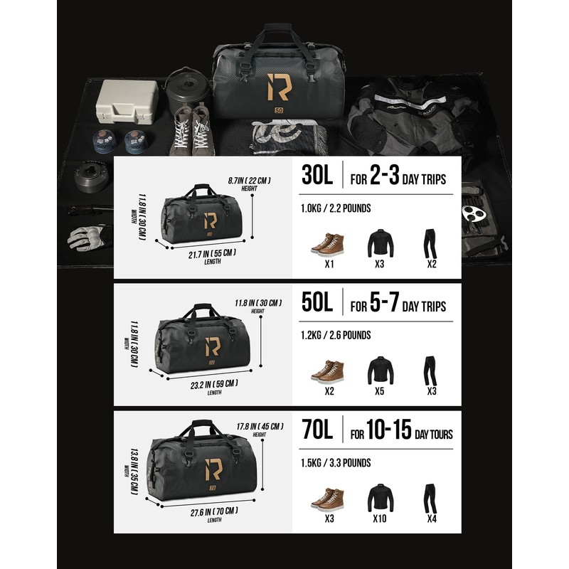 IRON JIA'S Motorcycle Dry Bag - Waterproof Duffle & Luggage