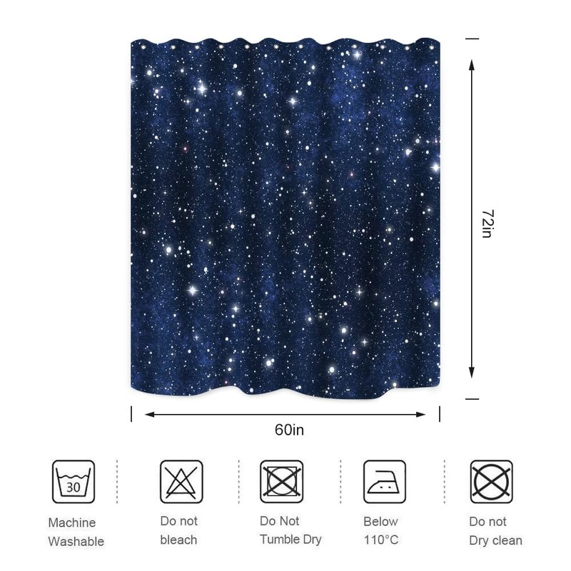 BIYSUC Night Sky Stars Shower Curtain Blue Starry Space Galaxy