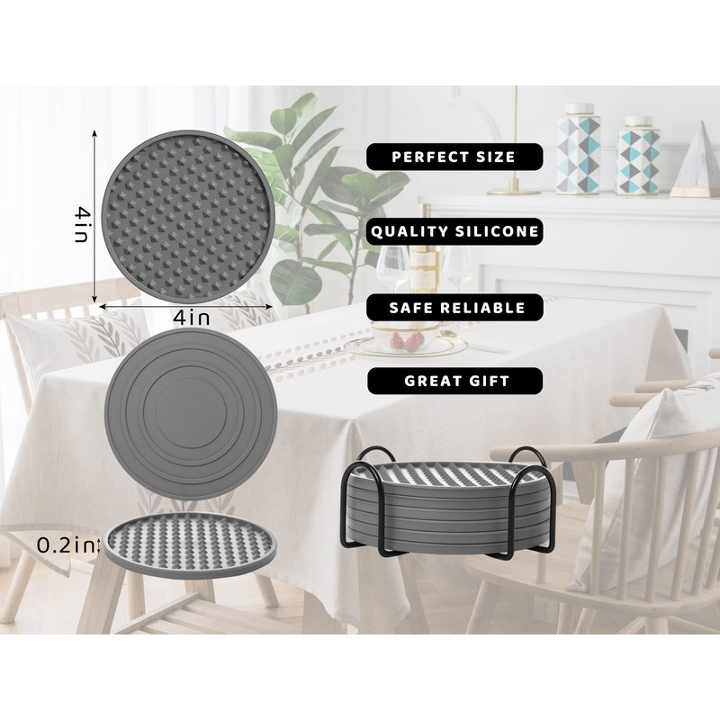 KEHOUXRE Coasters for Drinks 6 Pack Drink Coasters with Holder,Heat