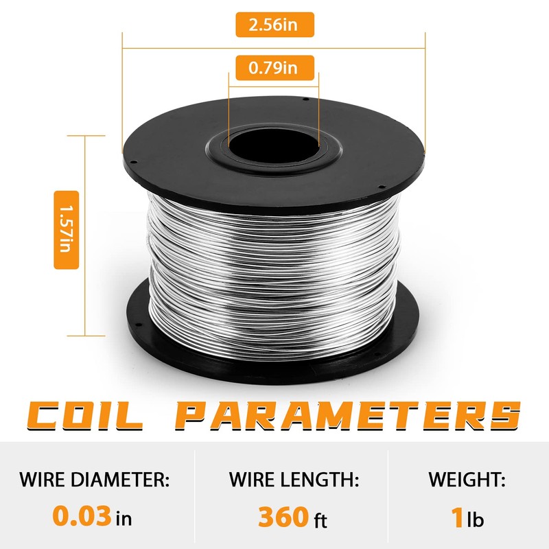 Proshine 5pcs Rebar Tie Wire, 1/32" Diameter, 40" Length, for
