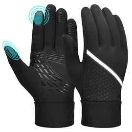 TAGVO Children's Winter Cycling Gloves, Thermal Fleece Lining, Waterproof, Windproof, Non-Slip Touchscreen Sports Winter Gloves, Mittens, Boys Girls Running, Riding, Biking, 4-12 Years, black