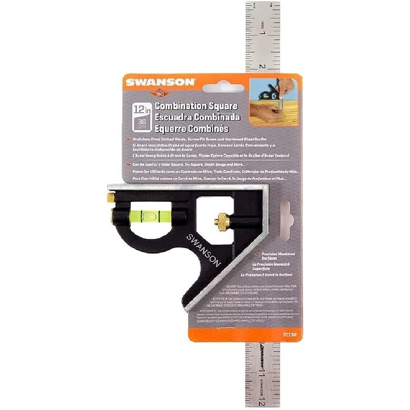Swanson Tool Co TC132 12-Inch Combo Square with Cast Zinc