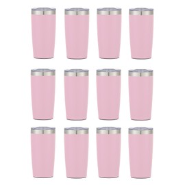 Gifts by Design 12 Ct of 20 Oz Two-Tone Himalayan Stainless Steel Tumbler with Lid – Pink – Customizable Insulated Cups for Water, Coffee, Hot & Iced Drinks – Great for DIY, Events, Work