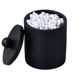 JINCROP Cotton Swab Holder with Lid, Round Qtip Holder Bathroom Black, Resin Cotton Ball Canister Jar Cosmetics Makeup Countertop Organizer Containers Canister Apothecary Jar