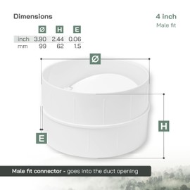 Vent Systems 4'' Inch Backdraft Damper - Dryer Vent Backflow Shutter - ABS Plastic - One-Way Airflow Ducting Insert - Inline Fan Vent Deflector 4'' Inch