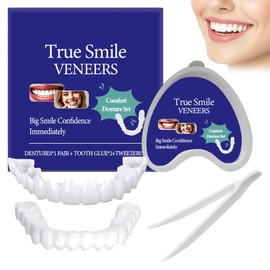 Veneers for clip-on teeth, dentures for attaching, dentures, teeth for attaching, suitable for covering slates, discoloured, missing or cracked teeth.