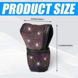 PACLVIO Bling Bling Auto Gear Shift Knob Cover, Car Knob Gear Stick Protector, Auto Shift Gear Cover with Crystal Glitter Bling Rhinestones, Universal Vehicle Decoration Accessories for Women (AB)