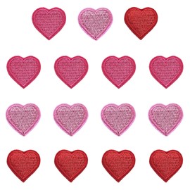 GOODCHI Heart Patches, Embroidery, Applique Mini Patches, Colorful, Cute Decoration, Boys, Girls, Name Tags, DIY Clothes, School Entrance, Set of 15