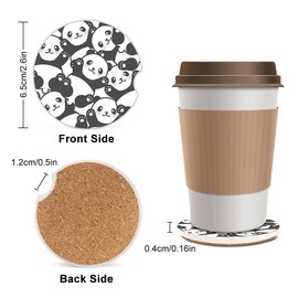 Cute Panda Cup Holders Car Coasters Set for Women/Men,Keep Cup Holders Clean and Dry,Funny Animals Drink Cup Car Holder Coasters with A Finger Notch 2.56" Pack of 2
