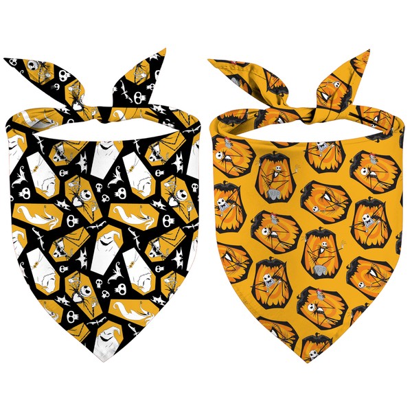 Halloween Dog Bandanas 2 Pack, Nightmare Before Christmas Triangle Reversible