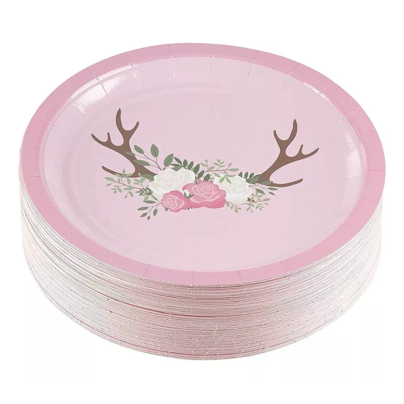 BLUE PANDA 80 Paquetes Placa Desechables De 9 Inches Rústico