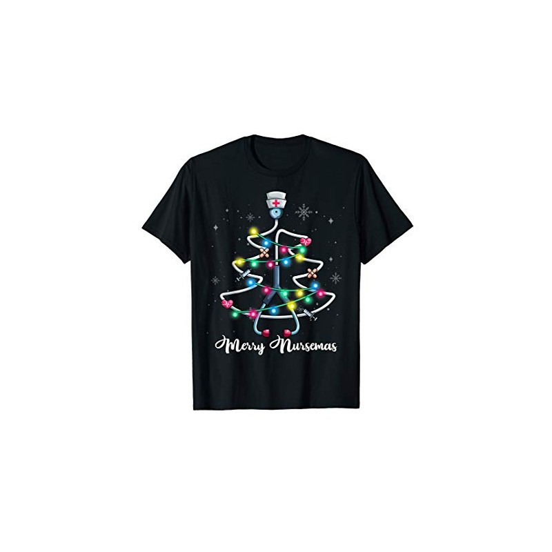 Merry Christmas Nurse Stethoscope Christmas Tree T-Shirt