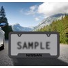 Nissan Wordmark Black on Black Metal License Plate Frame Holder