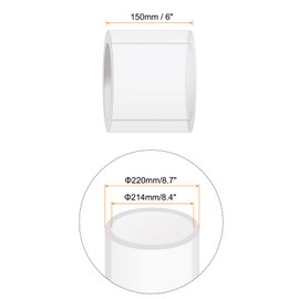 Rebower 6" Clear Plastic Rigid Pipe 214mm x 220mm(8.4" x 8.7") Acrylic Tube Round Polycarbonate Tubing, [for Plumbing, Hydraulics, Aquarium, DIY]