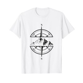 Compass Rose Mountain Scene Nature Lover Hiking Backpacking T-Shirt