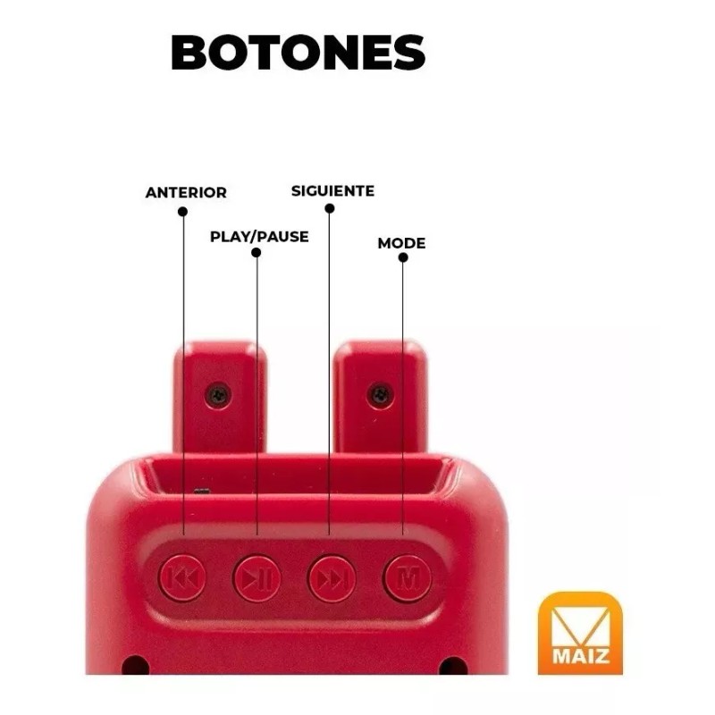 Maíz 3pzs Bocina Bluetooth Fm Recargable Luz Led Infantil Niños