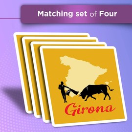 Vinyl Square Stickers (Set of 4) 10cm - Girona Bull Matador Spain for Laptops, Tablets, Luggage, Scrap Booking, Fridges #60353