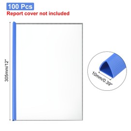 PATIKIL 100Pcs Binding Bars, 10mm Binding Bars Slide Grip 70 Sheets Capacity A4 Size Report Binder Triangle Presentation Binder for Report Cover Resume, Blue