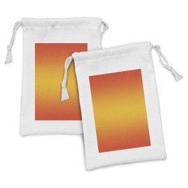 Ambesonne Ombre Fabric Pouch Set of 2, Tropical Sunset Seasons of the Year Inspired Summer Themed Design Modern, Small Drawstring Bag for Toiletries Masks and Favors, 9" x 6", Orange Yellow