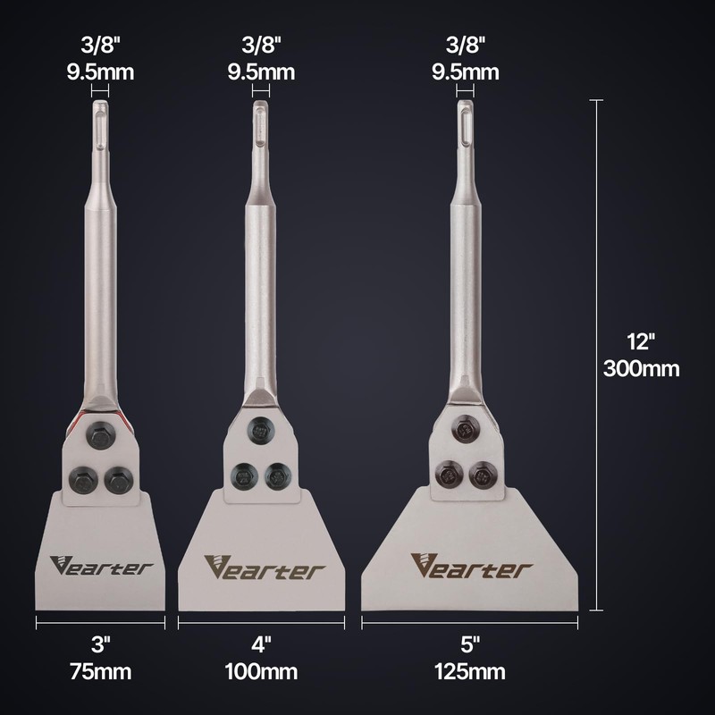 Vearter 5''x12'' SDS Plus Shank Electric Hammer Floor Scraper Replaceable