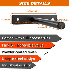 MLOQI 4 Pack Floating Shelf Brackets Heavy Duty, Black Invisible Shelf Brackets,Hidden Shelf Support 4 Inch