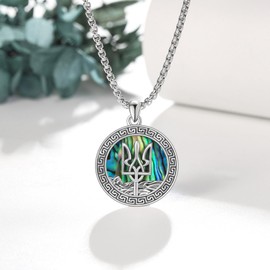 VENACOLY Trident Poseidon Necklace Sterling Silver Trident Pendant Trident Poseidon Valentines Day Jewellery Gifts for Women