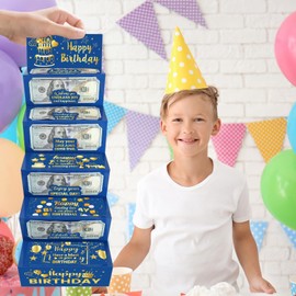 Wiooffen 10PCS Blue & Gold Money Envelopes for Birthday Cash Gifts - Surprise Money Card Holders