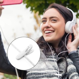 Headphone Cable Clips Pack of 20 Plastic Headphones Wire Clip Cable Holder Headphone Cable Clamp Clothing Clip for Attaching Black and White