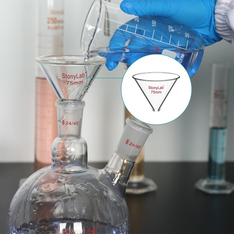 stonylab Glass Funnel, Thickened Borosilicate Glass Stemless Funnel with 90