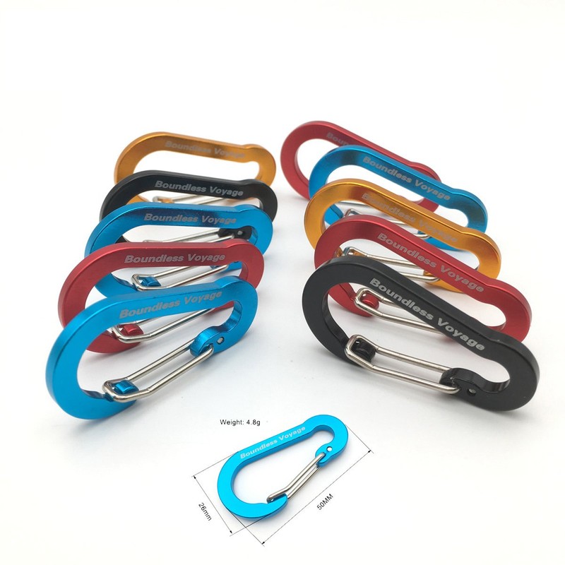 Boundless Voyage Aluminum Locking Carabiner Keychain D-Ring Clip Hook for