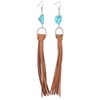 Boho Earrings for Women Leather Tassel Earrings Turquoise Dangle Earrings