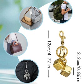 LSBDJDL Dice Metal Cool Mens Keychain Handbag Bag Pendant Key Chain Keychain Accessories Purse Charm (gold)