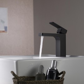 KIBI Blaze Single Handle Bathroom Sink Faucet with Pop-Up Drain | Solid Brass High Arc Spout | Durable and Corrosion-Resistant Finish for Easy Water Flow Control (Matte Black, KBF1017)