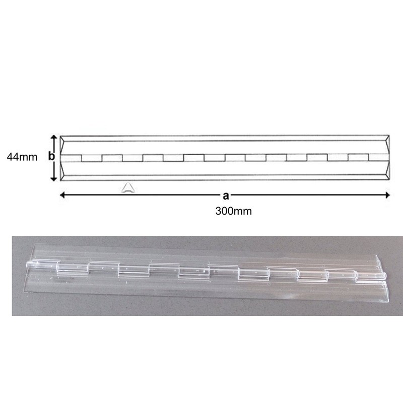 Transparent Clear Plastic Acrylic 300mm, 12", Continuous Piano Hinge Hinges