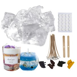 CoolCrafts Transparent Gle Wax with Wick 2LB Clear Jelly Candle Wax Kit for Candle Making, Crafts